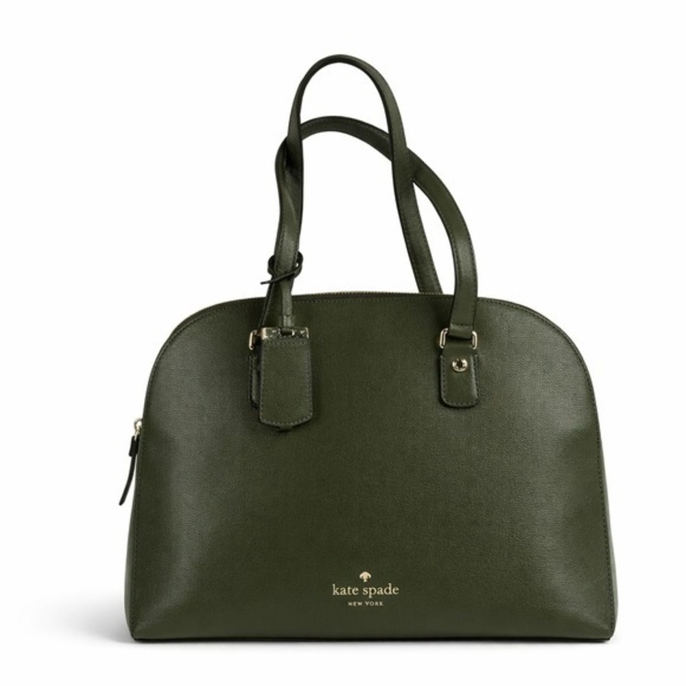 Kate Spade Reiley Domed Leather Large Satchel Handbag Purse Evergreen‎